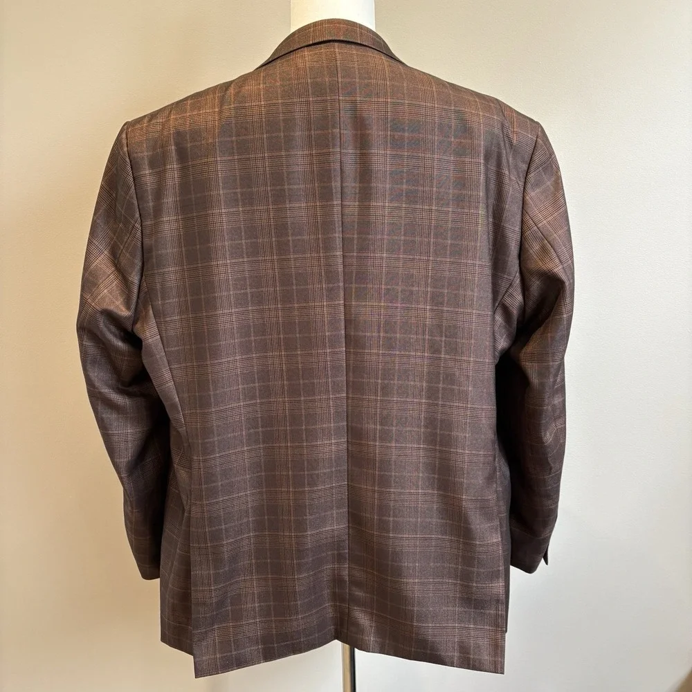Vinci Philosophy Sports Coat 48R Chocolate Glen‎ Check Performance Blazer Jacket